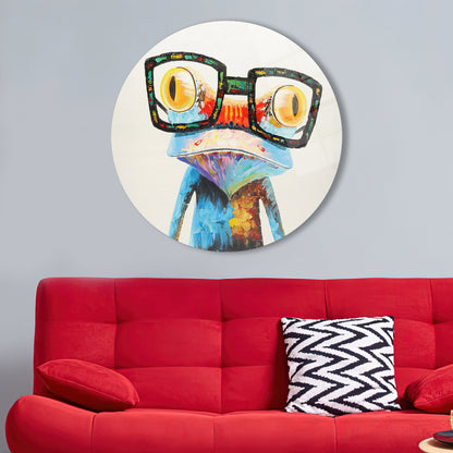 Rainbow Frog Fun Glass Wall Art
