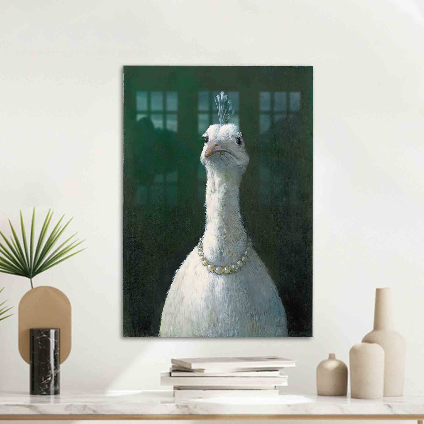 Peacock Pearls Glass Wall Art