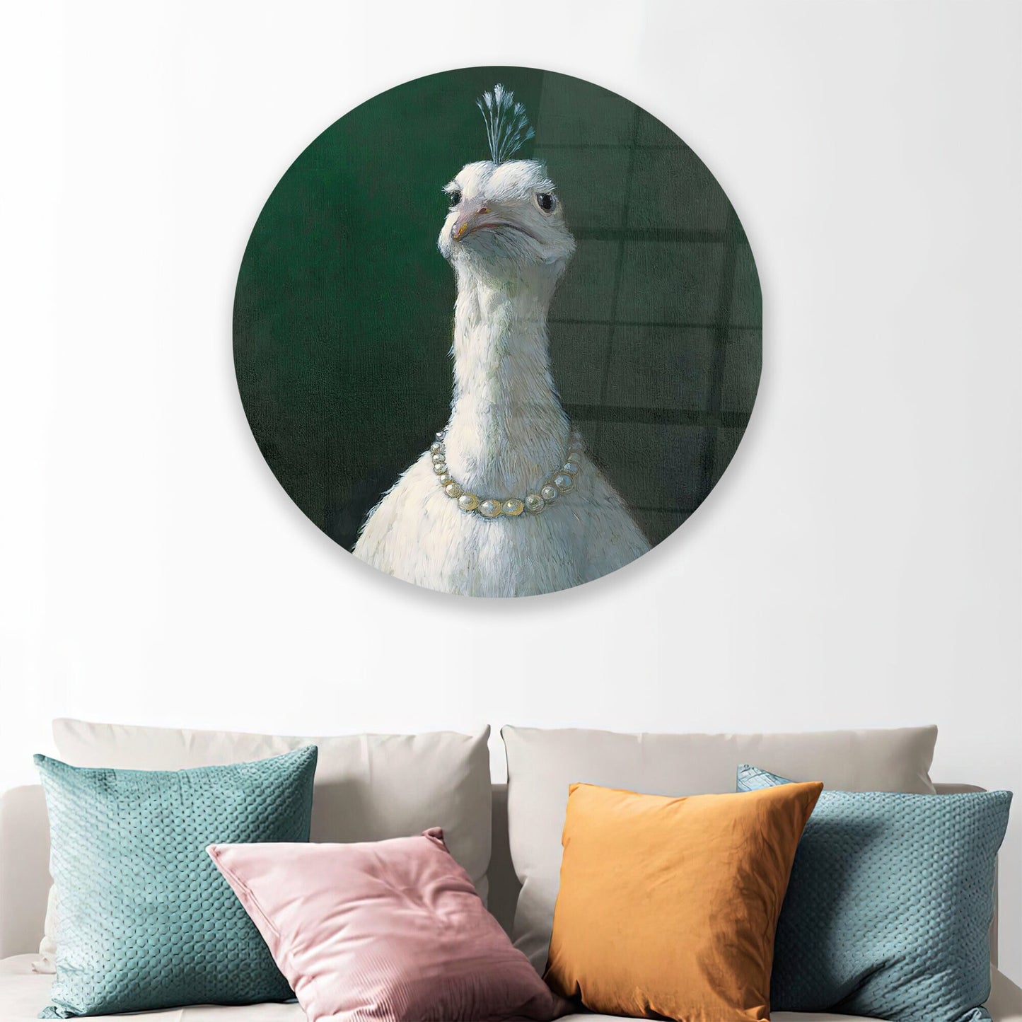 Peacock Pearls Glass Wall Art