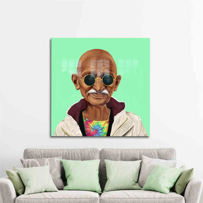 Mahatma Gandhi Grafitti Glass Wall Art