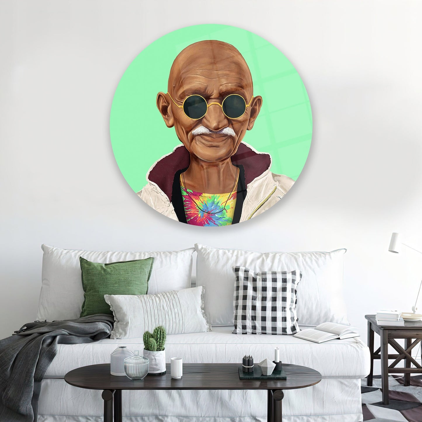 Mahatma Gandhi Grafitti Glass Wall Art
