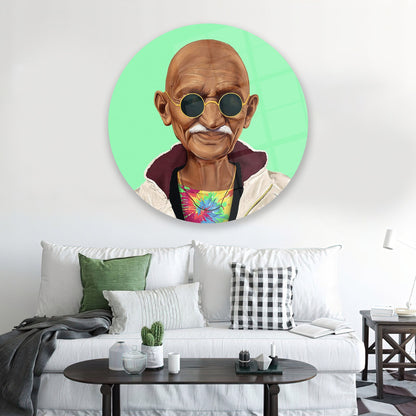 Mahatma Gandhi Grafitti Glass Wall Art