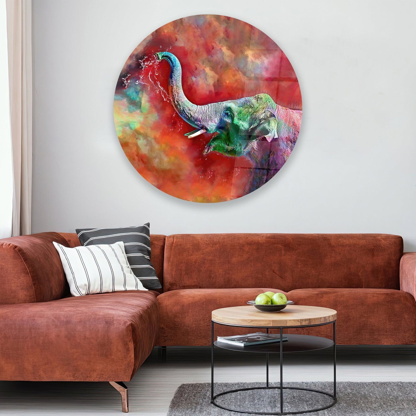 Colorful Elephant Cute Glass Wall Art