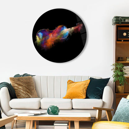Colorful Abstract Printing Violinist Glass Wall Art