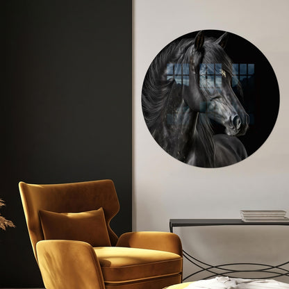 Black Horse 3D Glass Wall Art