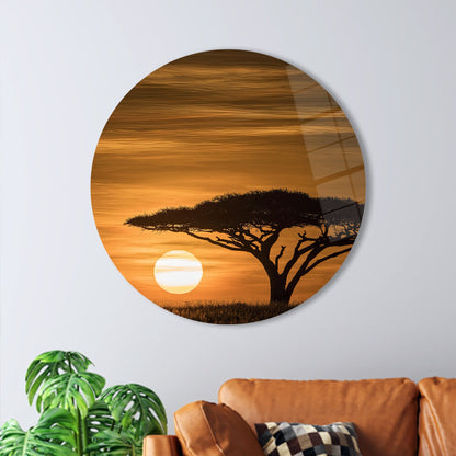 Serengeti Sunrise Landscape Africa Glass Wall Art