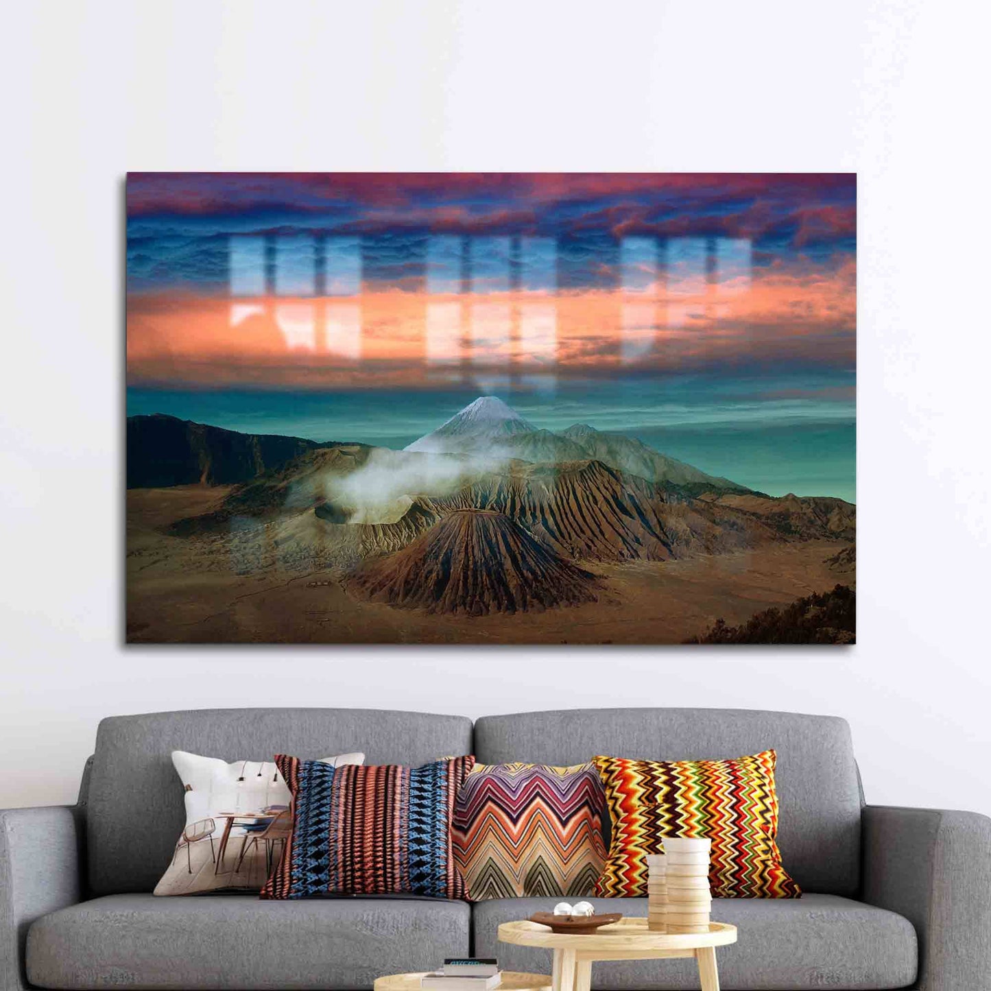 Mountain Sunset Glass Wall Art