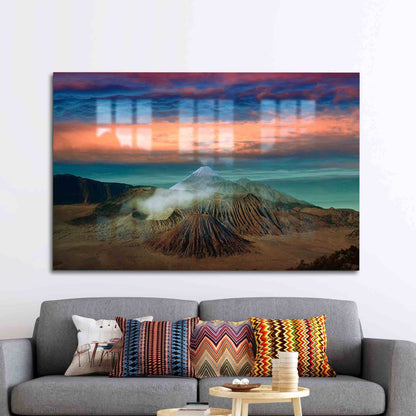 Mountain Sunset Glass Wall Art