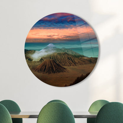 Mountain Sunset Glass Wall Art