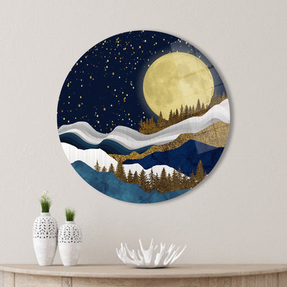 Scenic Mountain Landscape Glass Wall Art