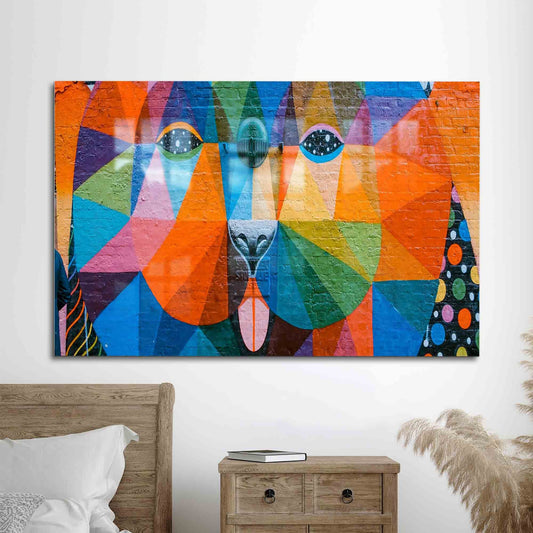 Colorful Dog Glass Wall Art - Abstract Glass Decor for Modern Home