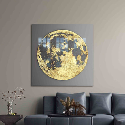 Gold Moon Glass Wall Art