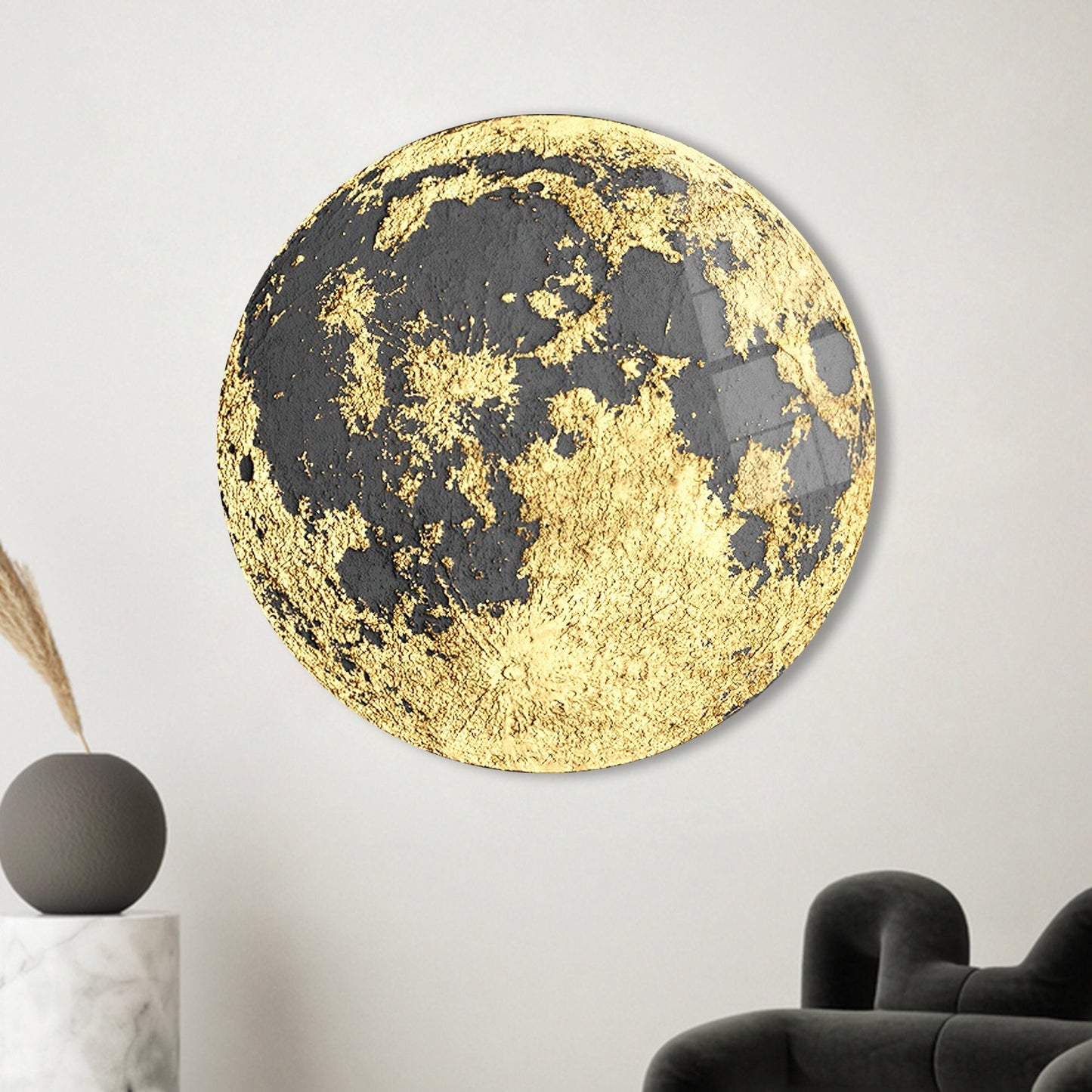 Gold Moon Glass Wall Art