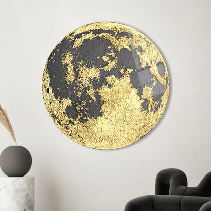 Gold Moon Glass Wall Art
