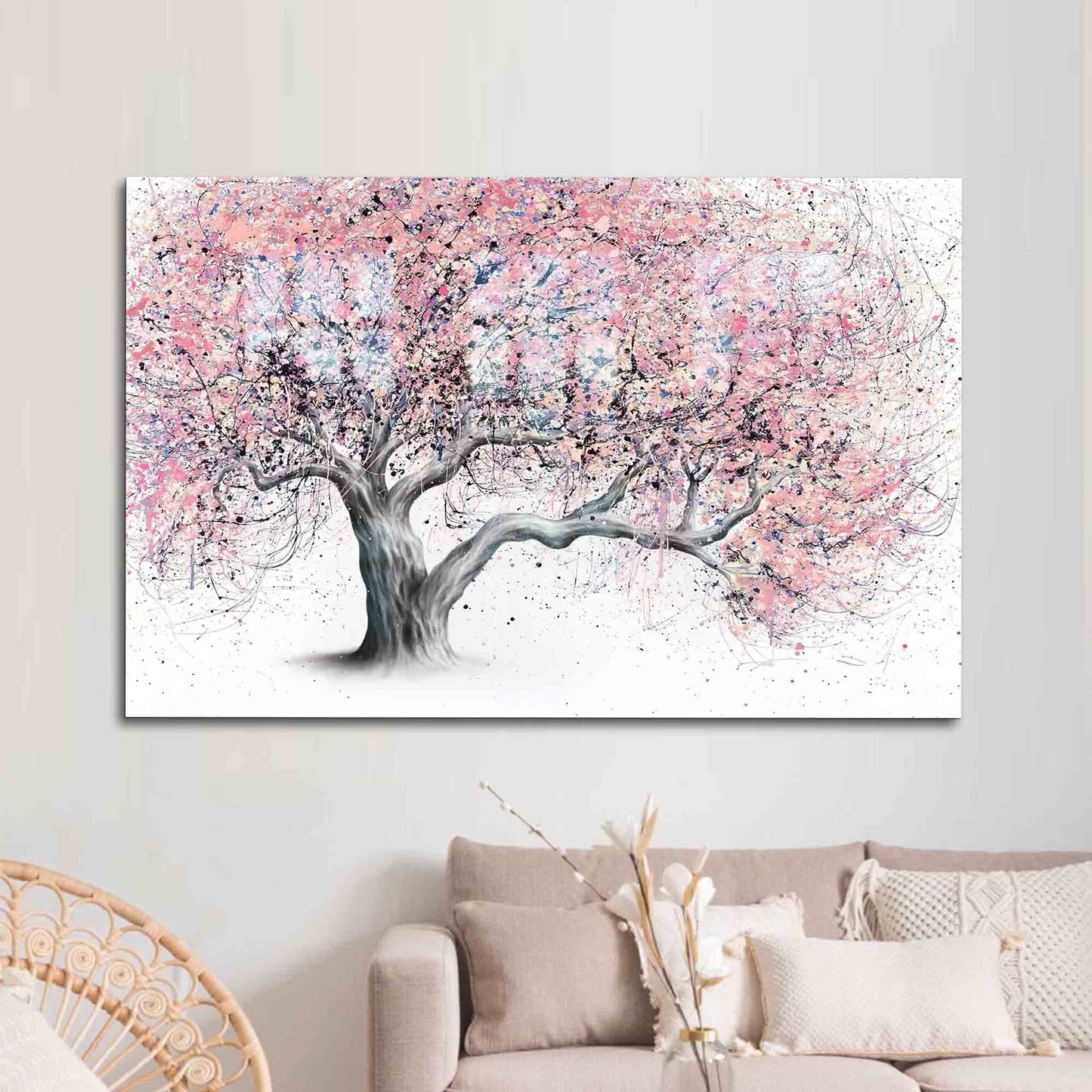 Pink Tree Glass Wall Art
