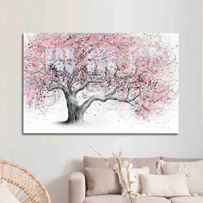 Pink Tree Glass Wall Art