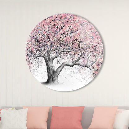Pink Tree Glass Wall Art
