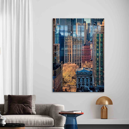 New York Manhattan Cityscape Glass Wall Art