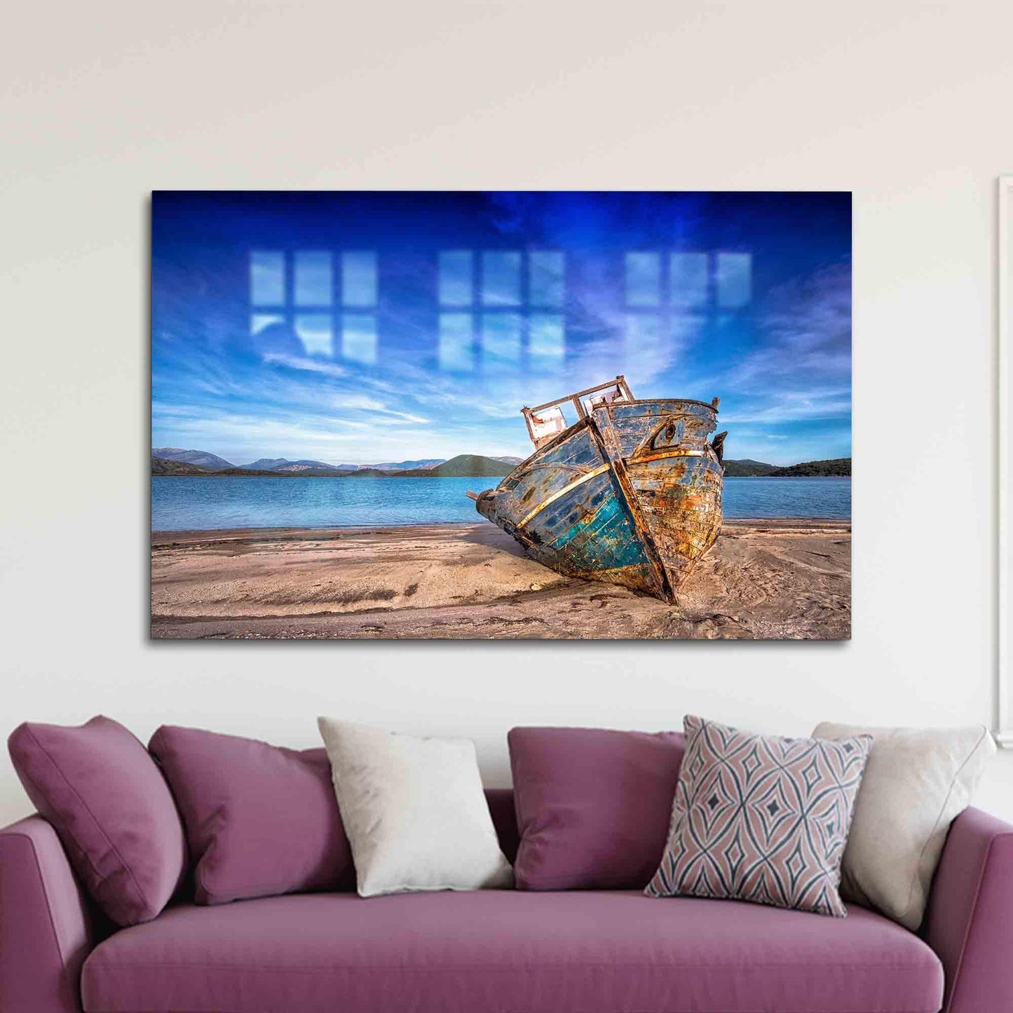 Old Boat Beach Sea Glass Wall Art