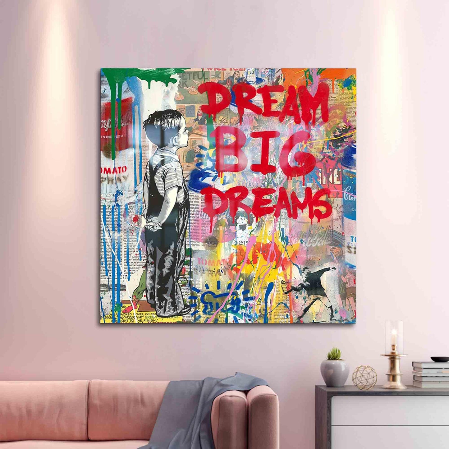 Dream Big Graffiti Glass Wall Art