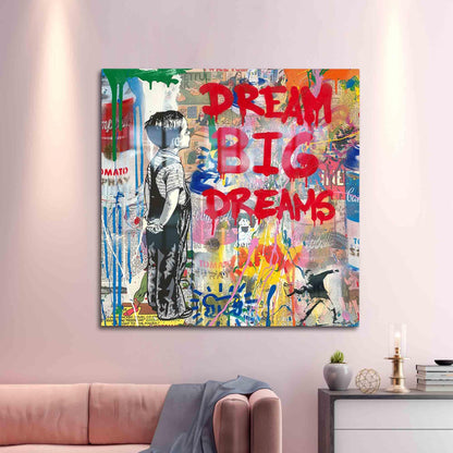 Dream Big Graffiti Glass Wall Art