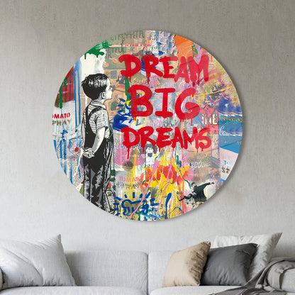 Dream Big Graffiti Glass Wall Art