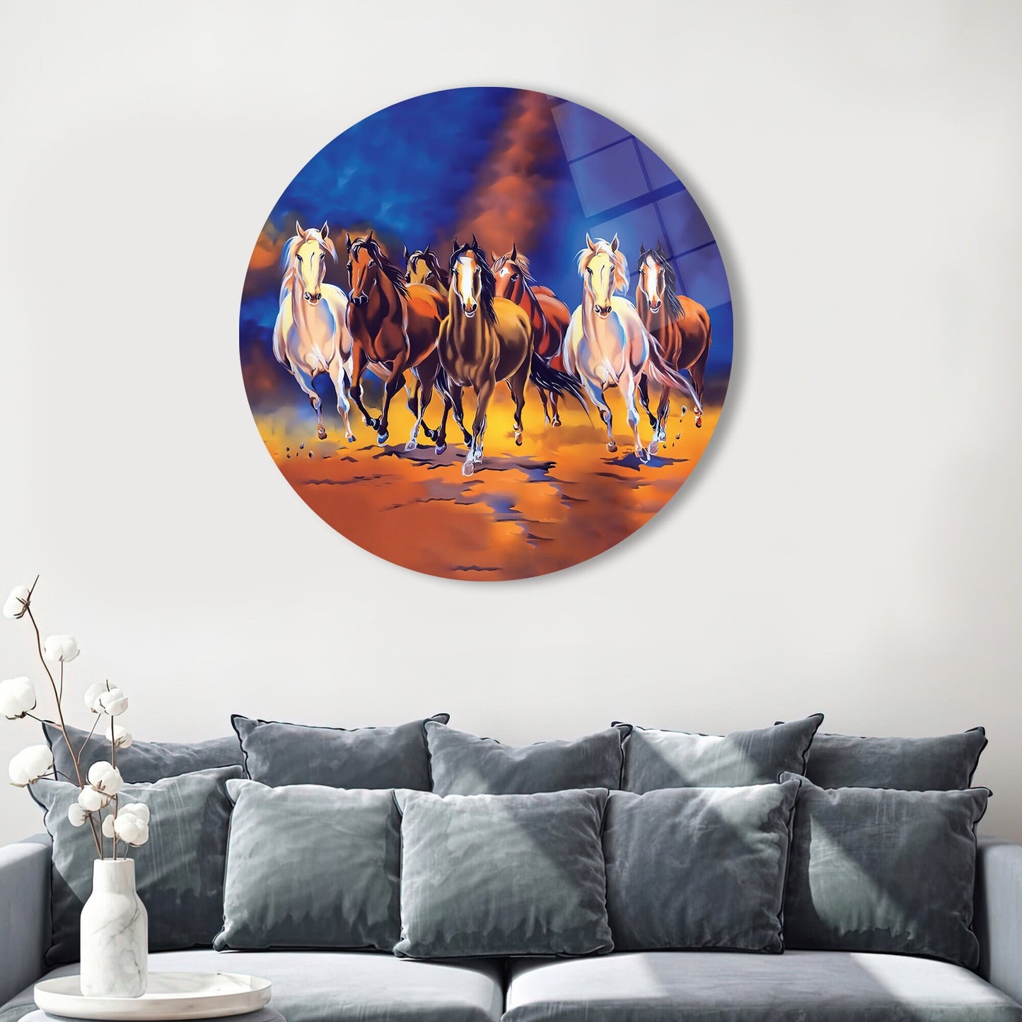 Riding Horse Oil Painting Glass Wall Art