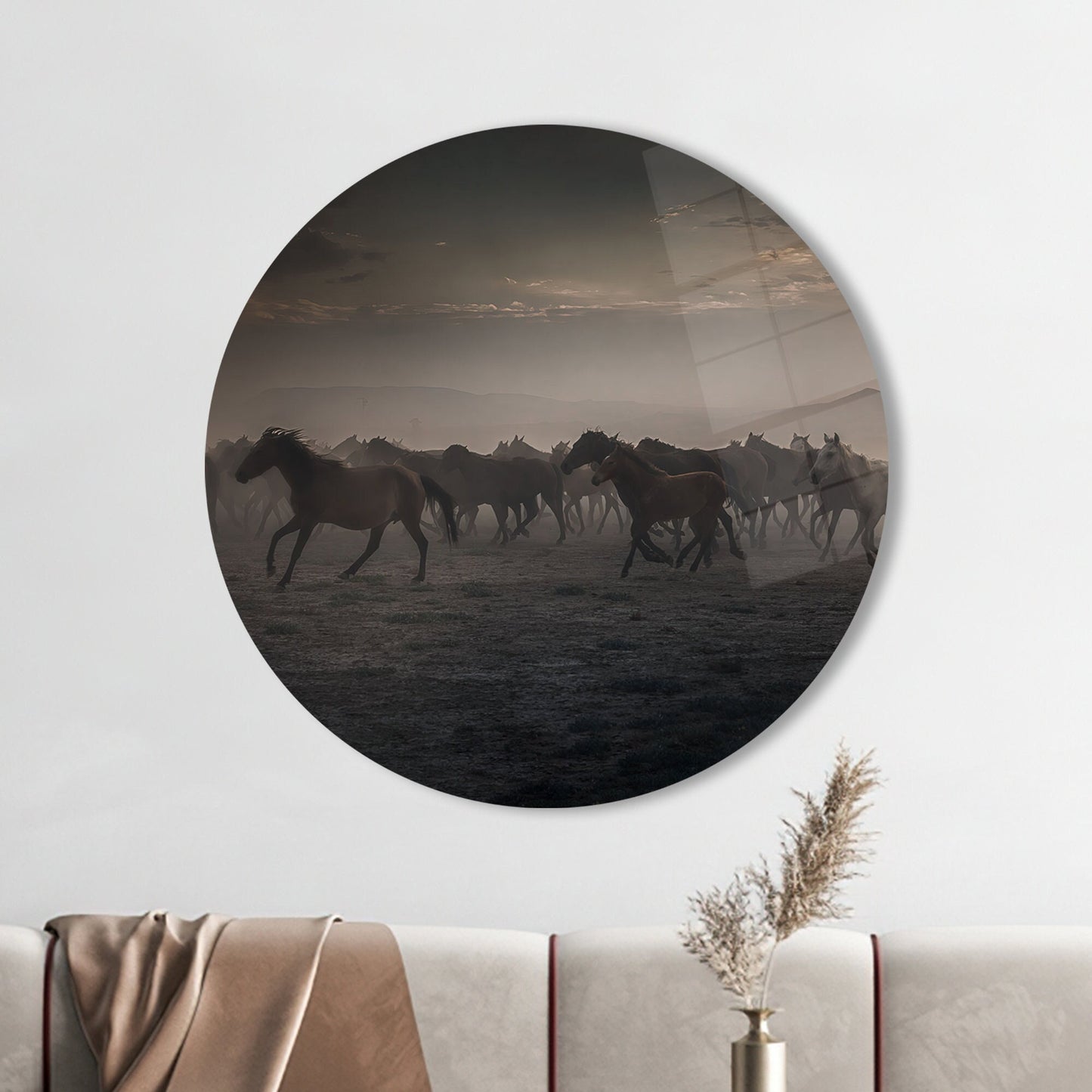 Wild Horses Glass Wall Art: Elegant Glass Decor for Horse Lovers