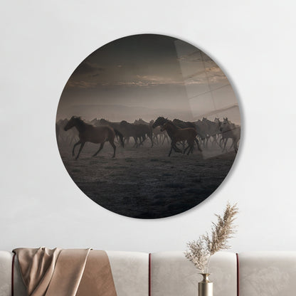 Wild Horses Glass Wall Art: Elegant Glass Decor for Horse Lovers