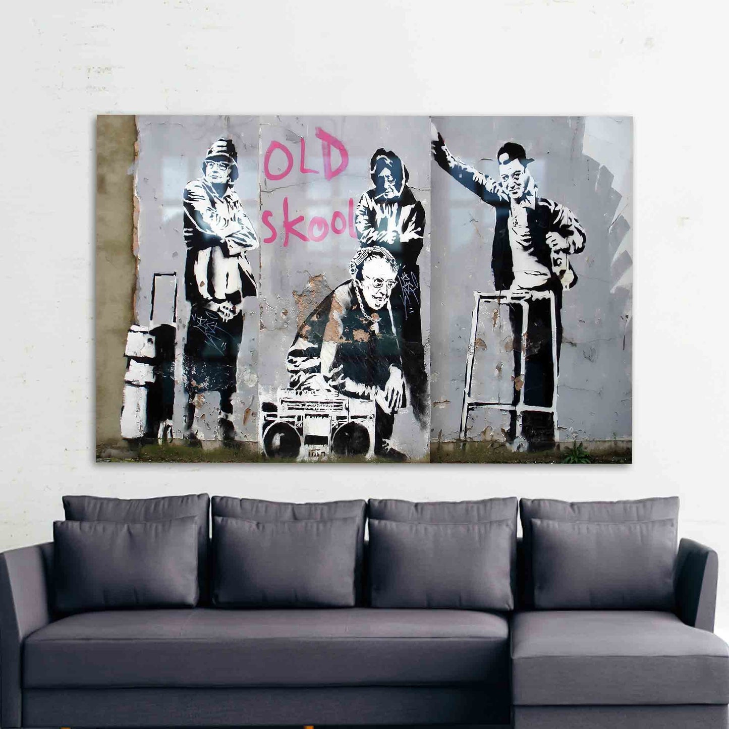 Iconic Banksy Old Skool Glass Wall Art