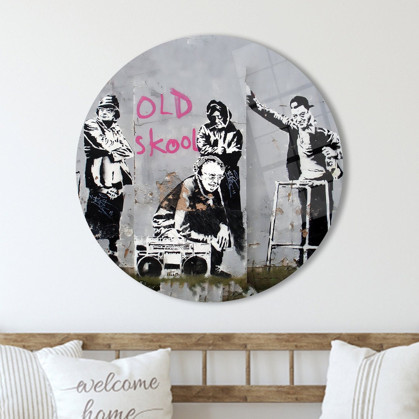 Iconic Banksy Old Skool Glass Wall Art