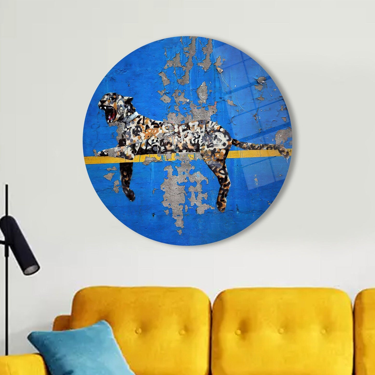 Banksy Leopard Painting Glass Wall Art