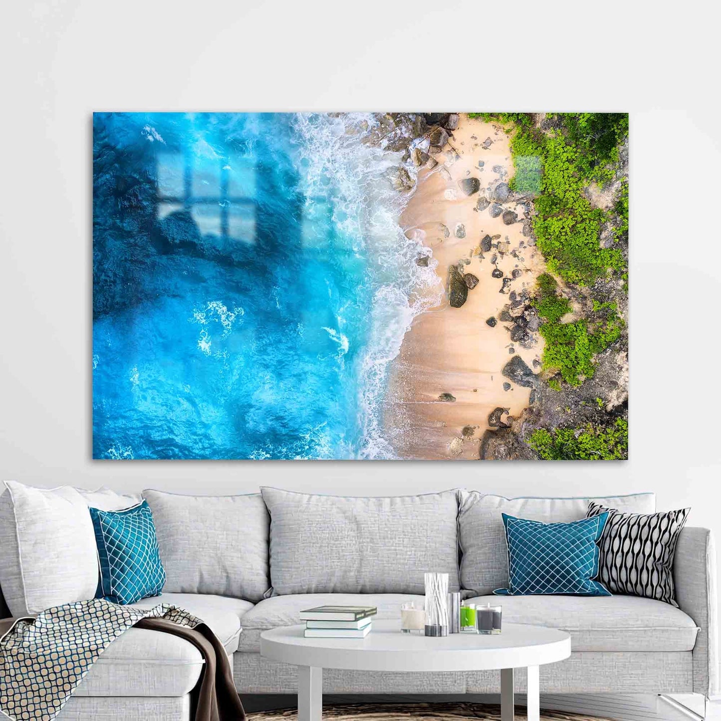 Ocean Coastal Glass Wall Art