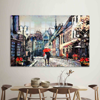 Romantic Red Lovers Under Glass Wall Art