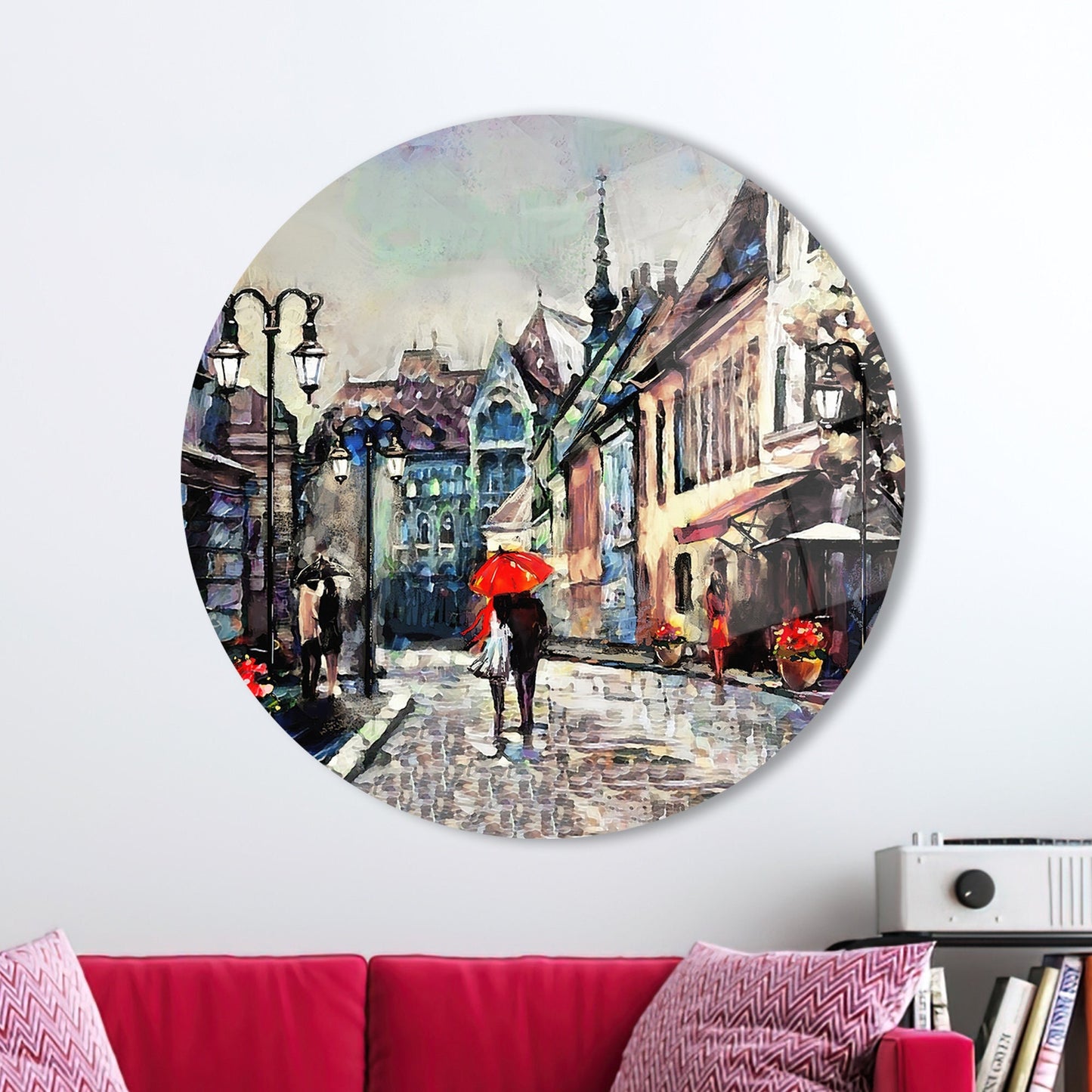Romantic Red Lovers Under Glass Wall Art