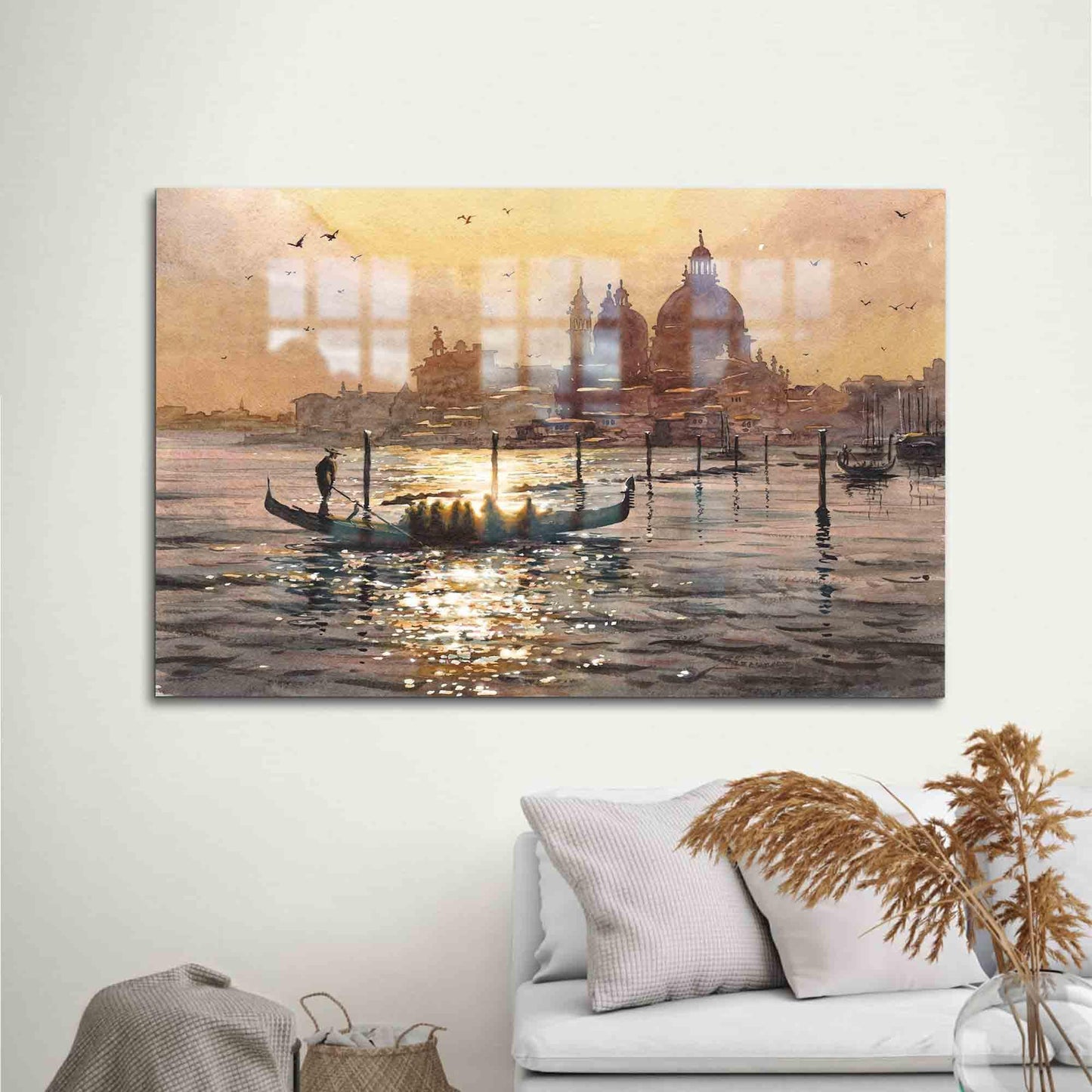 Grand Canal Old Venice Glass Wall Art