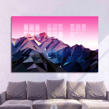 Pink Abstract Mountain Glass Wall Art