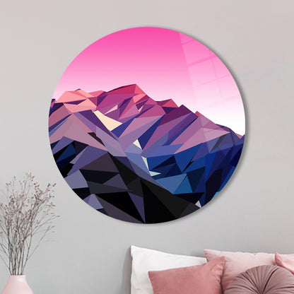 Pink Abstract Mountain Glass Wall Art