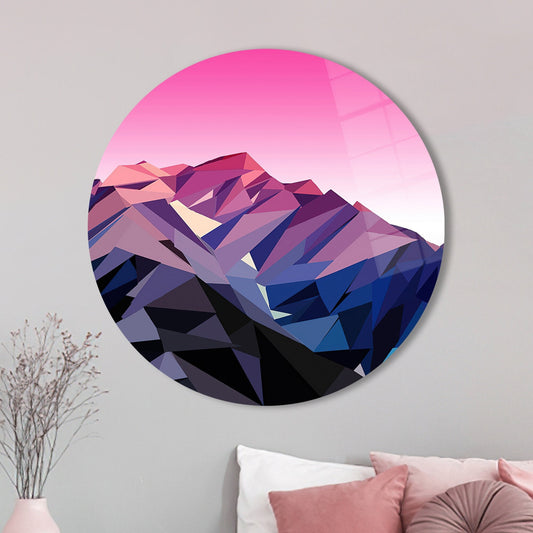 Pink Abstract Glass Art Wall Decoration - Mountain View Mural