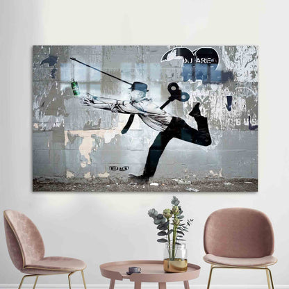 Graffiti Money Lover Man Glass Wall Art