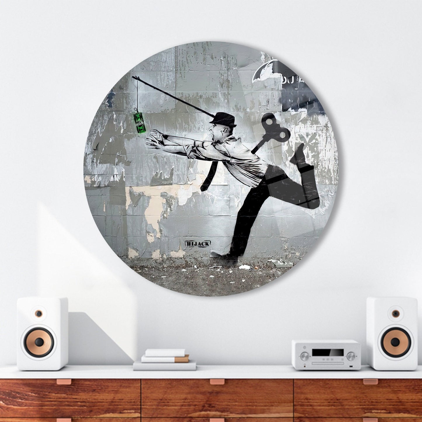 Graffiti Money Lover Man Glass Wall Art
