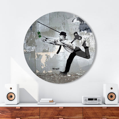 Graffiti Money Lover Man Glass Wall Art