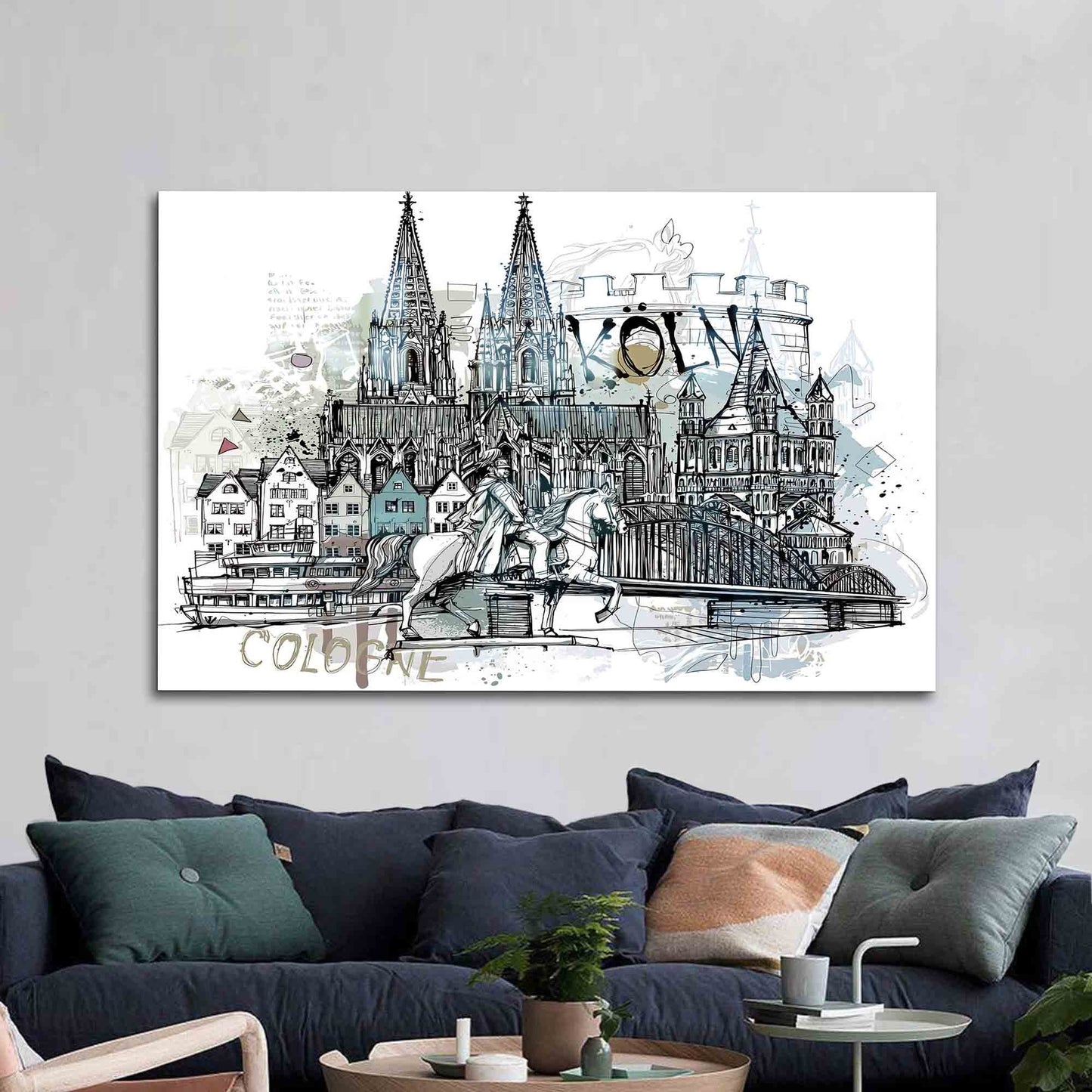 Cityscape Koln Landscape Glass Wall Art