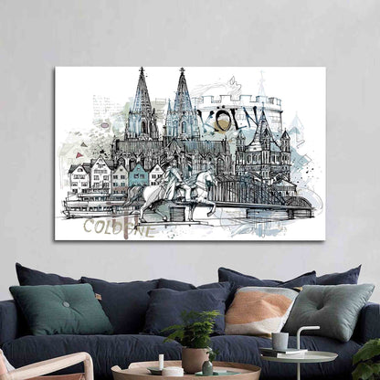 Cityscape Koln Landscape Glass Wall Art