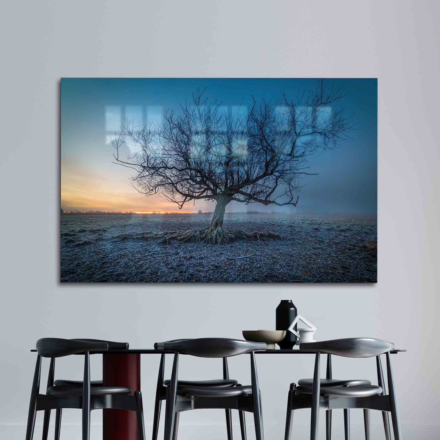 Sunset Tree Glass Wall Art