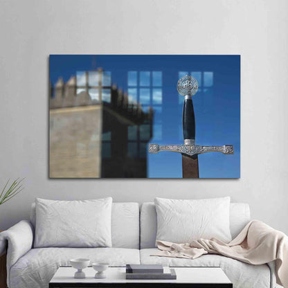Merlin Landscape Sword Glass Wall Art