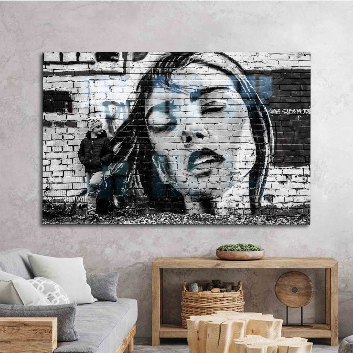 Woman Portrait Graffiti Girl Glass Wall Art