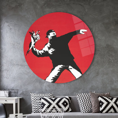 Banksy Graffiti Vivid Colors Glass Wall Art