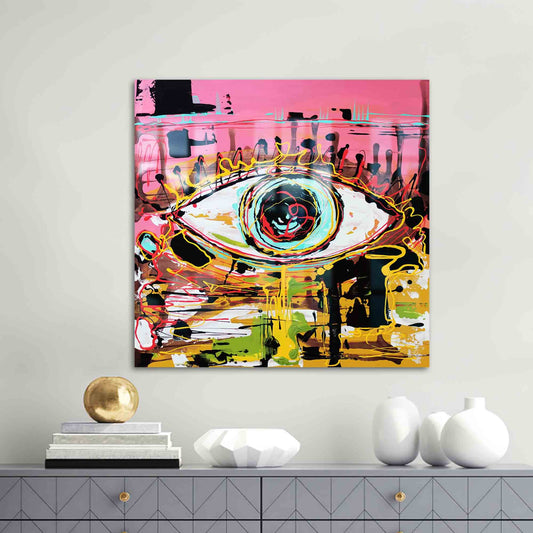 Colorful Graffiti Tempered Glass Wall Art for Modern Home Decor