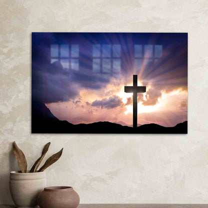 Spiritual Resurrection Cross Glass Wall Art